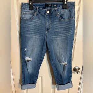 1822 Denim Taylor Cropped Distressed Skinny Jeans, Medium Blue Wash, Sz 12